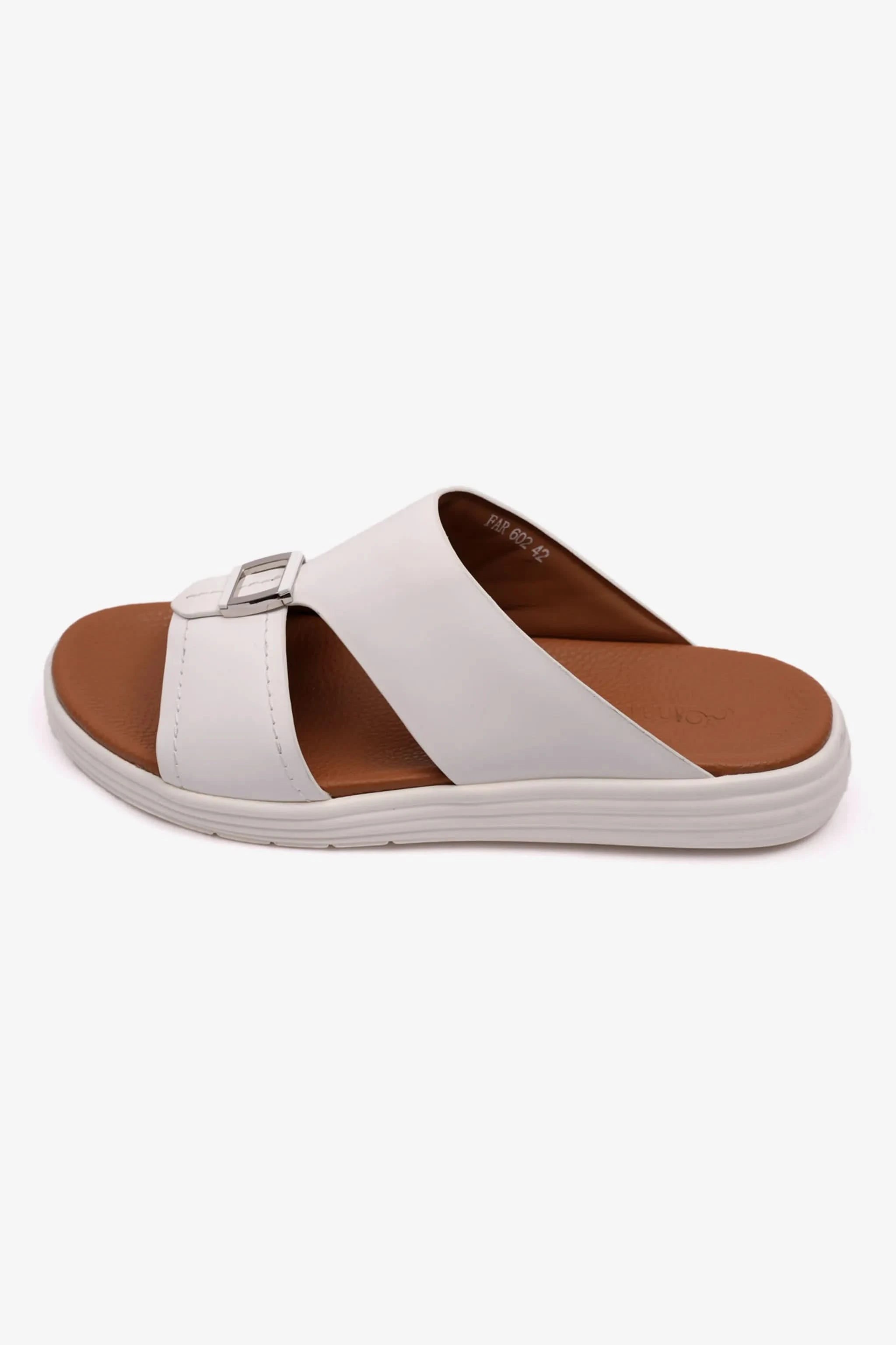 MATTE LEATHER MENS STYLISH SANDALS WHITE - Seventy7