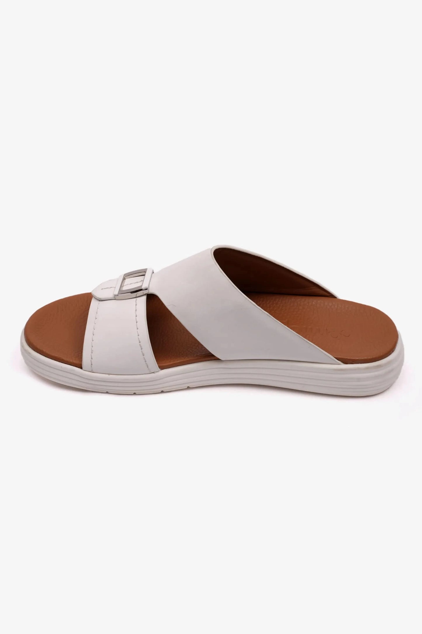 MATTE LEATHER MENS STYLISH SANDALS WHITE - Seventy7