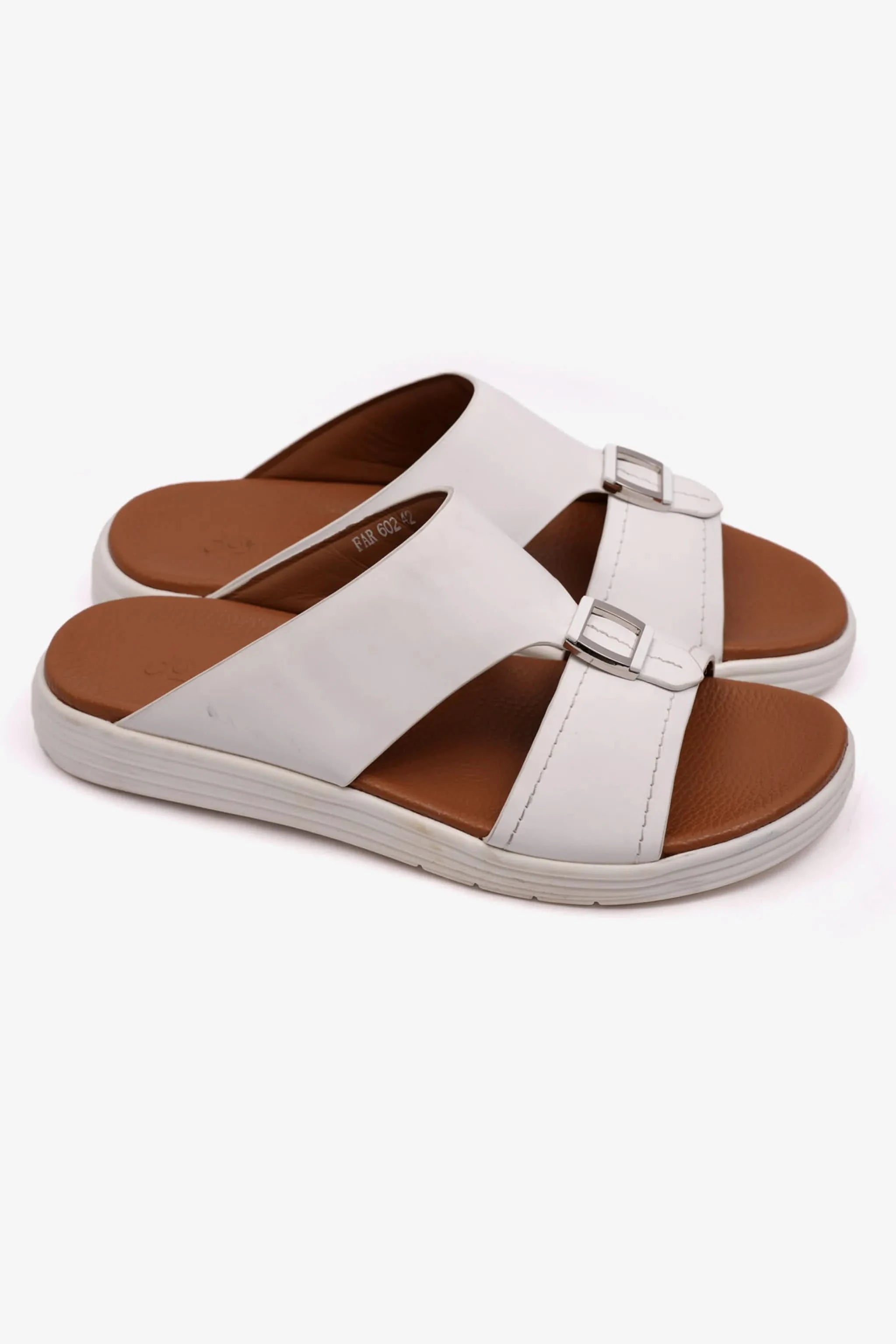 MATTE LEATHER MENS STYLISH SANDALS WHITE - Seventy7