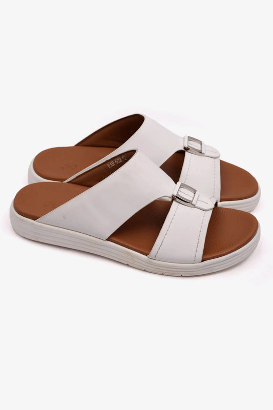 MATTE LEATHER MENS STYLISH SANDALS WHITE - Seventy7