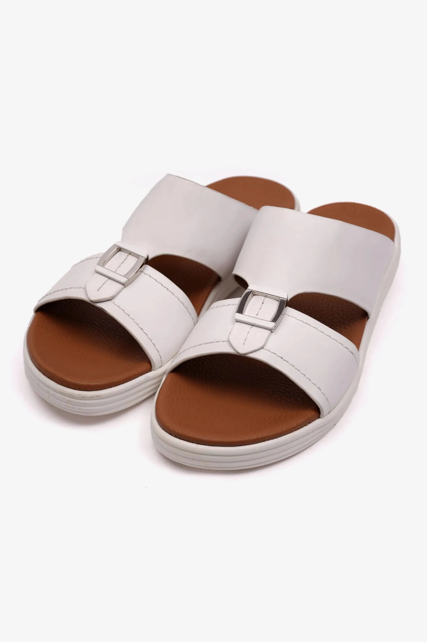 MATTE LEATHER MENS STYLISH SANDALS WHITE - Seventy7