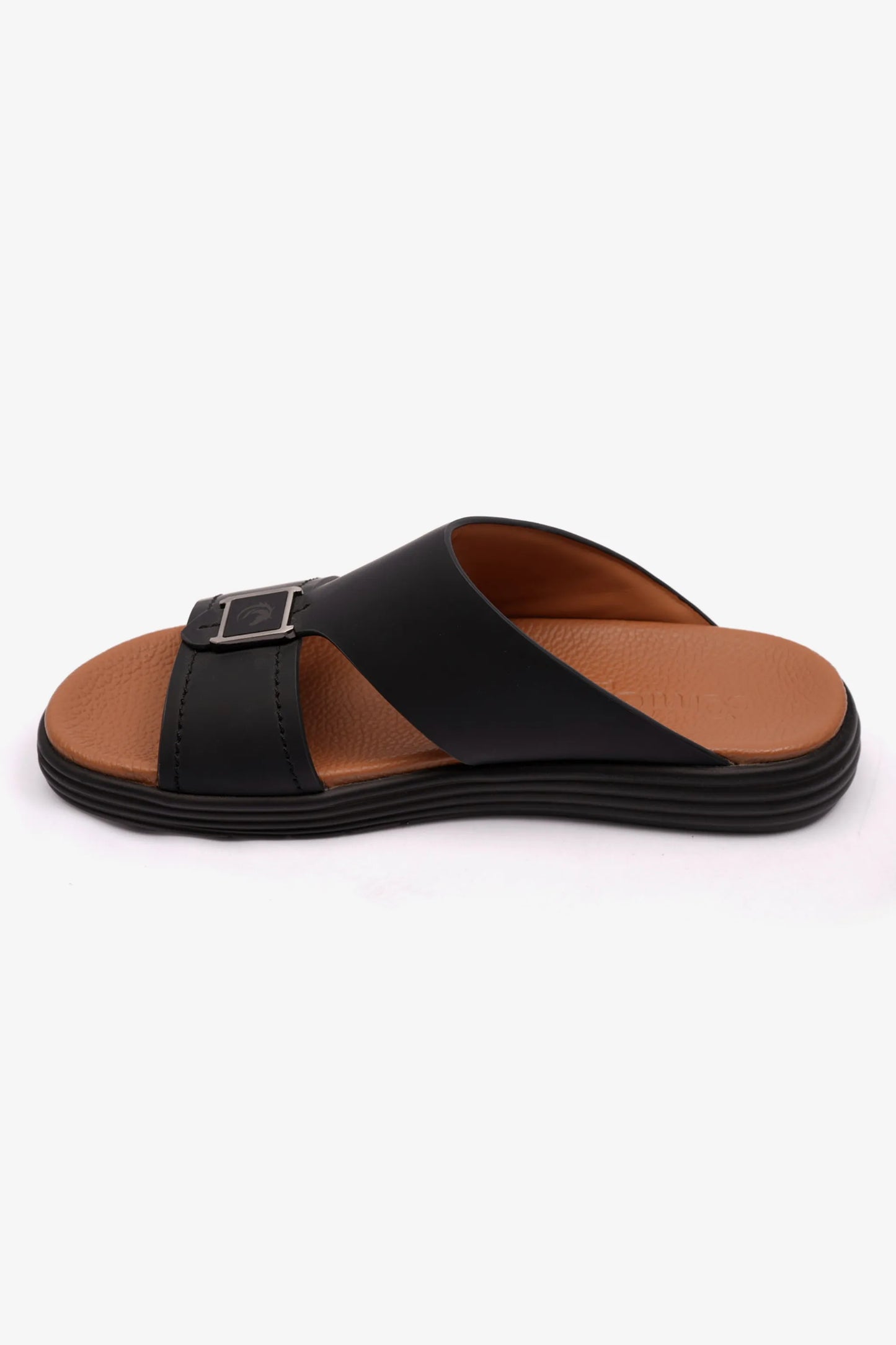 MATTE LEATHER MENS STYLISH SANDALS BLACK - Seventy7