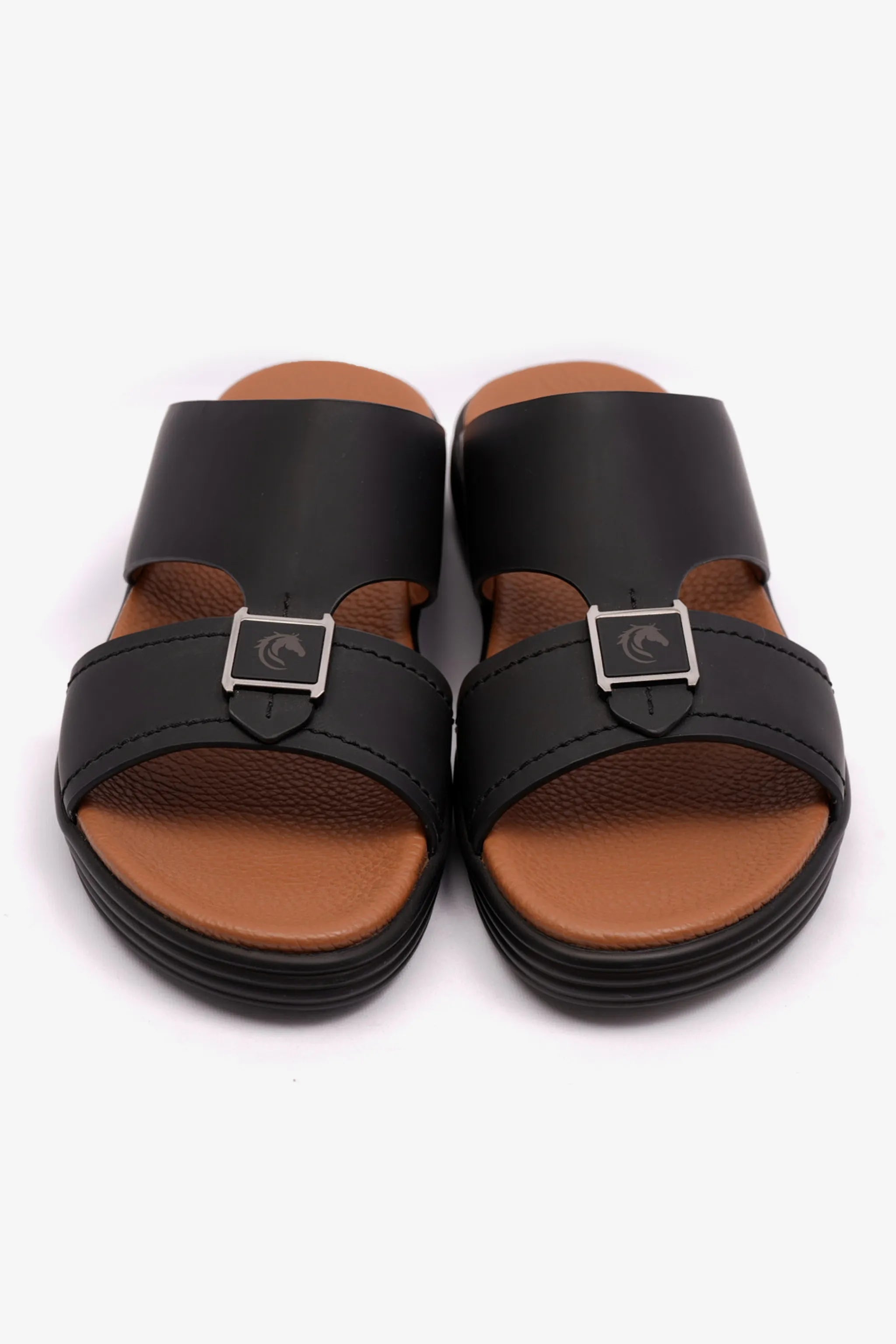 MATTE LEATHER MENS STYLISH SANDALS BLACK - Seventy7