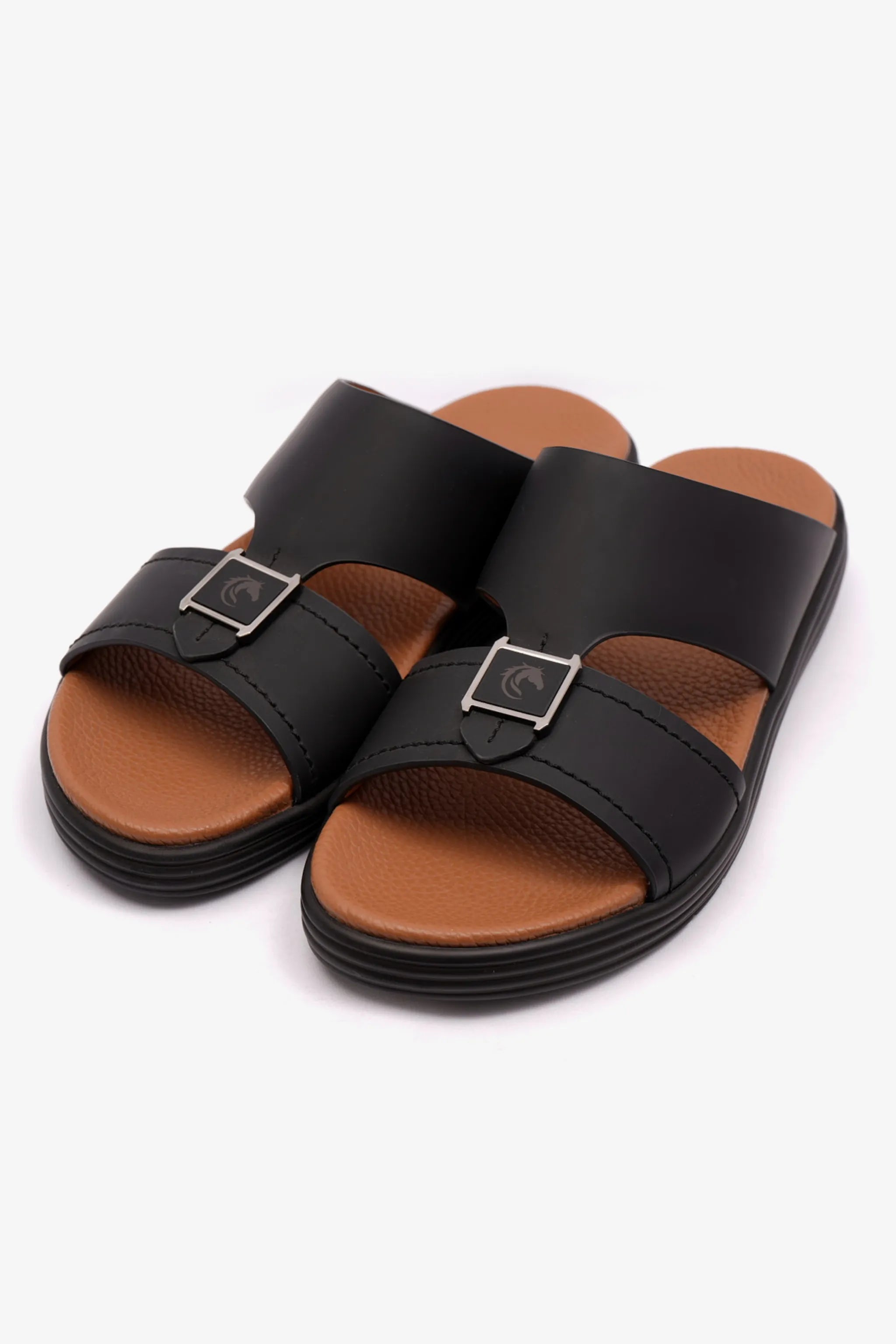 MATTE LEATHER MENS STYLISH SANDALS BLACK - Seventy7