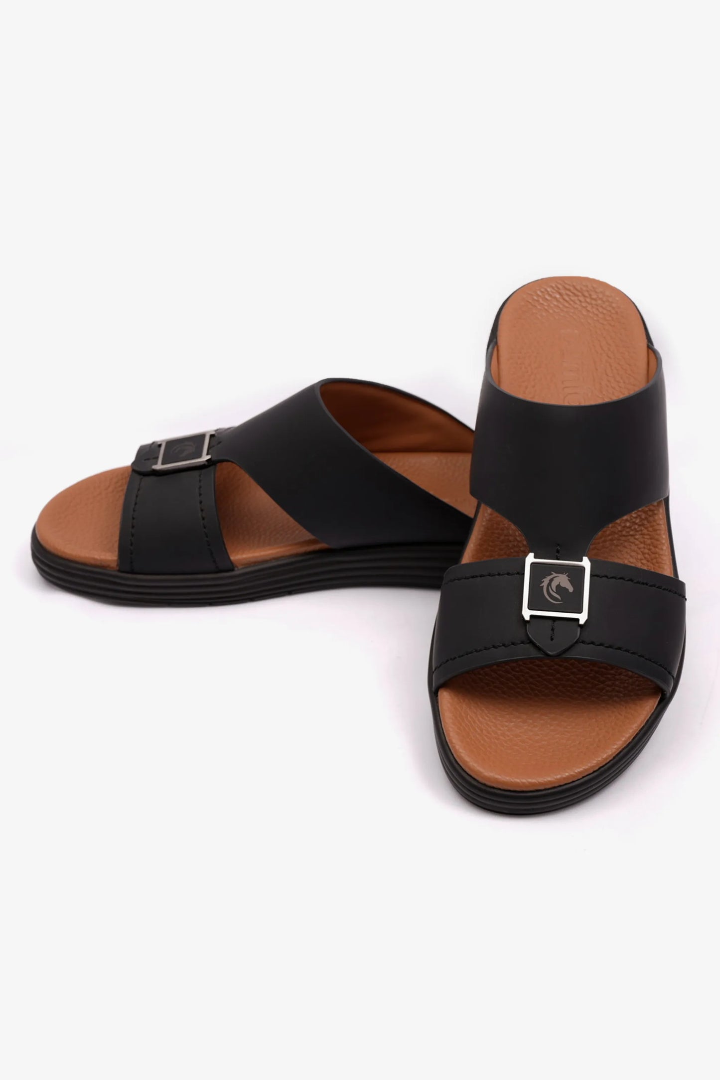 MATTE LEATHER MENS STYLISH SANDALS BLACK - Seventy7