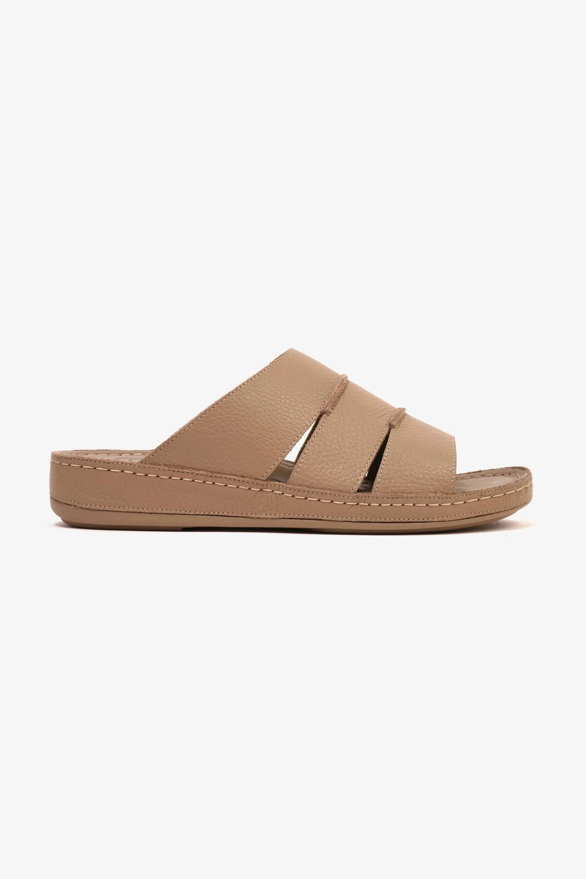 COMFORT PLUS MEN'S LEATHER SLIDE SANDAL SAND