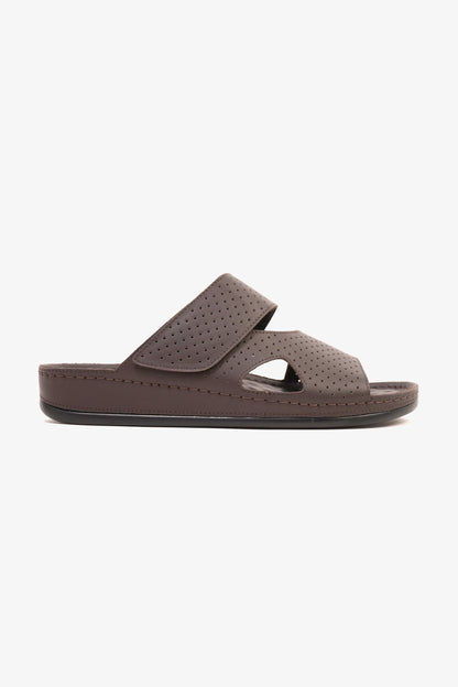 Comfort Plus Men's Al Waha Textured Slip-On Arabic Sandals Brown