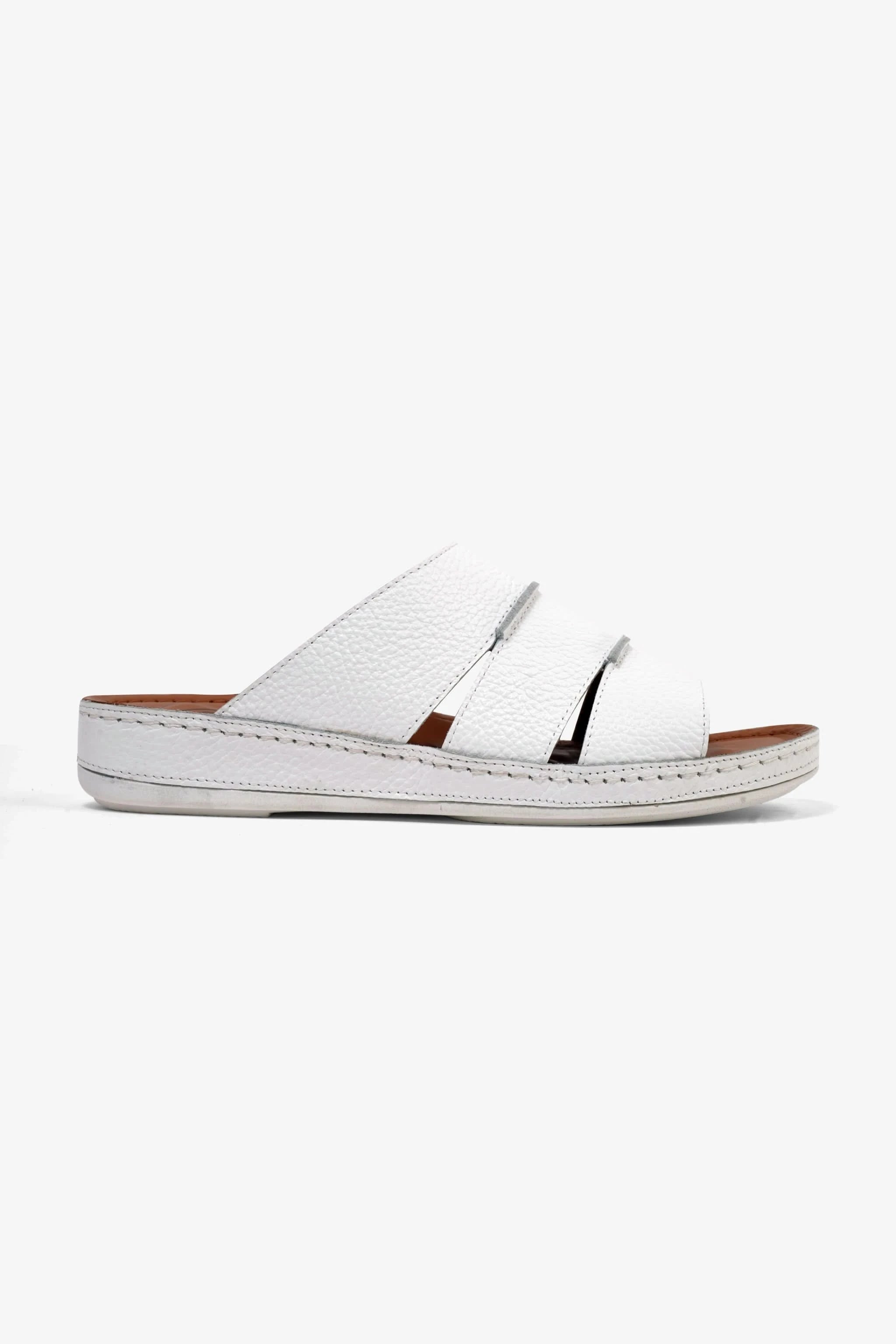 COMFORT PLUS MEN'S LEATHER SLIDE SANDAL WHITE