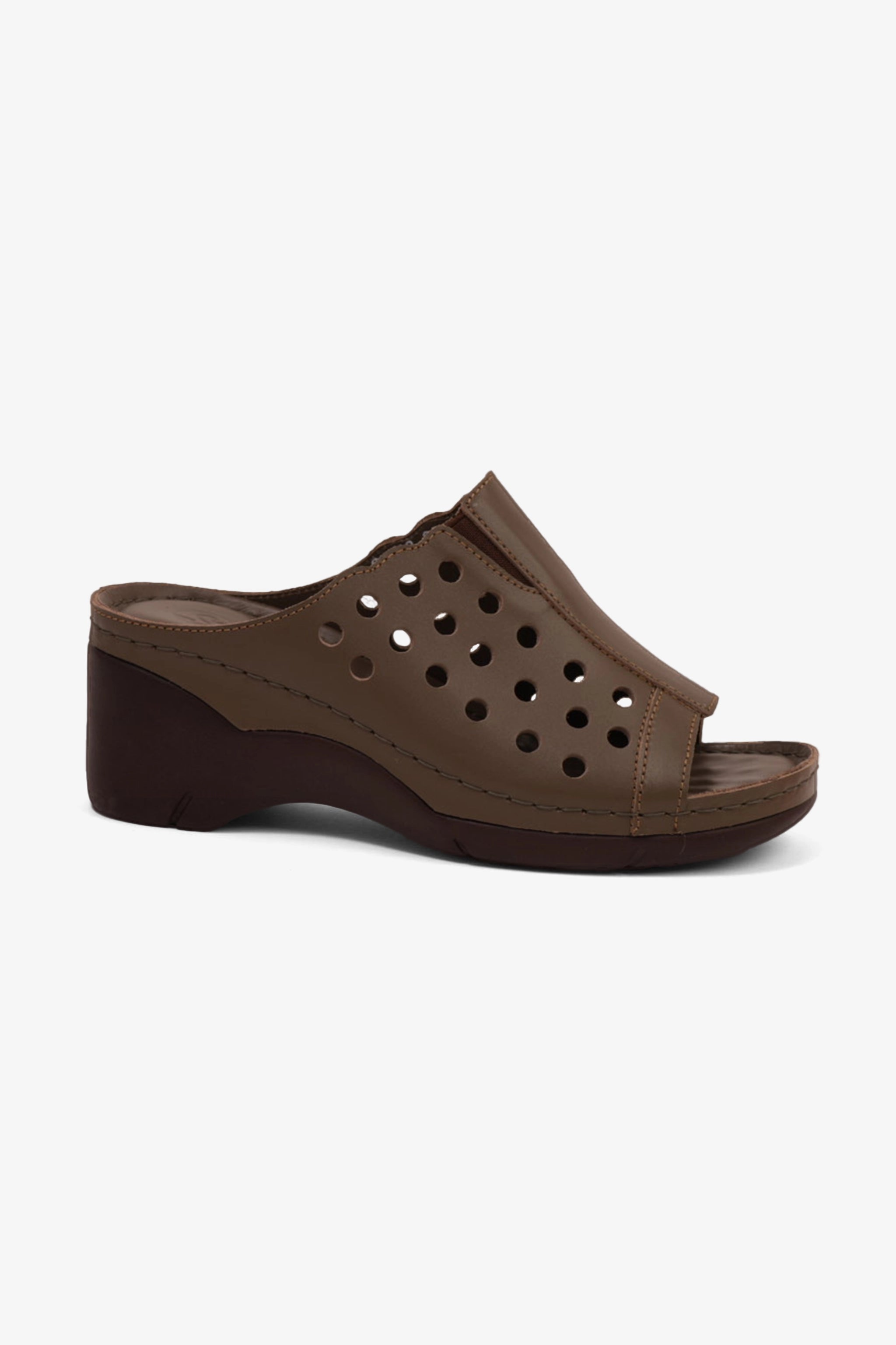 COMFORT PLUS SLIP-ON WEDGE SANDALS WITH PERFORATED DESIGN TRUFFLE