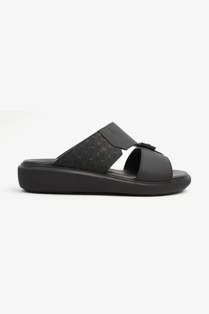 CAVALIER CLASSIC DESIGN TEXTURED SOLE MEN'S SANDALS BLACK