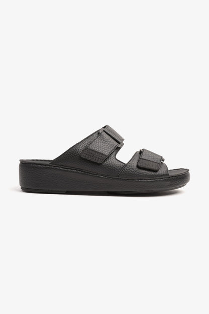 UOMO CAVALIER MEN'S ARABIC SANDAL WITH ADJUSTABLE STRAP BLACK