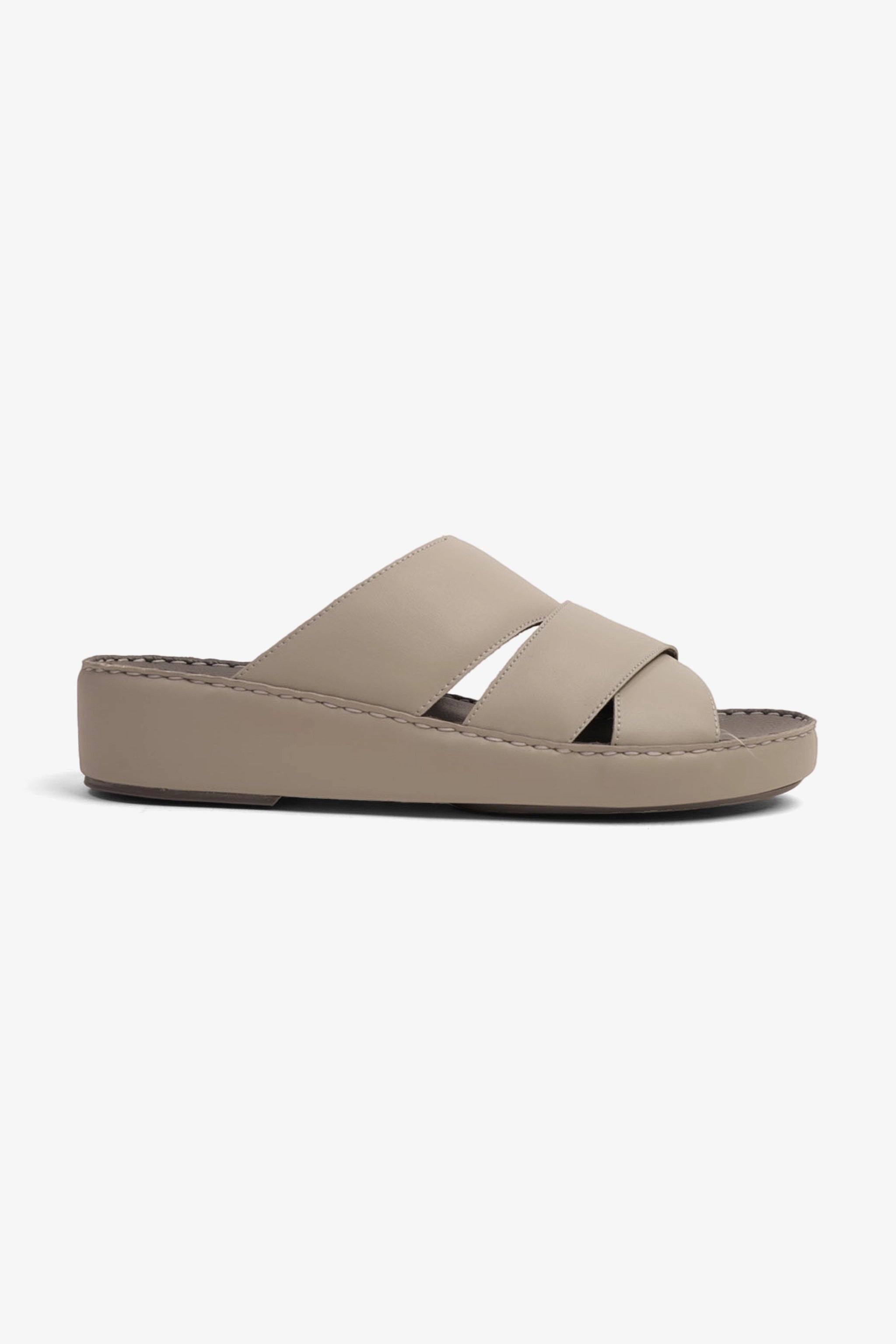 UOMO CAVALIER GENUINE LEATHER LUXURIOUSLY ARABIC SANDALS LIGHT-GREY