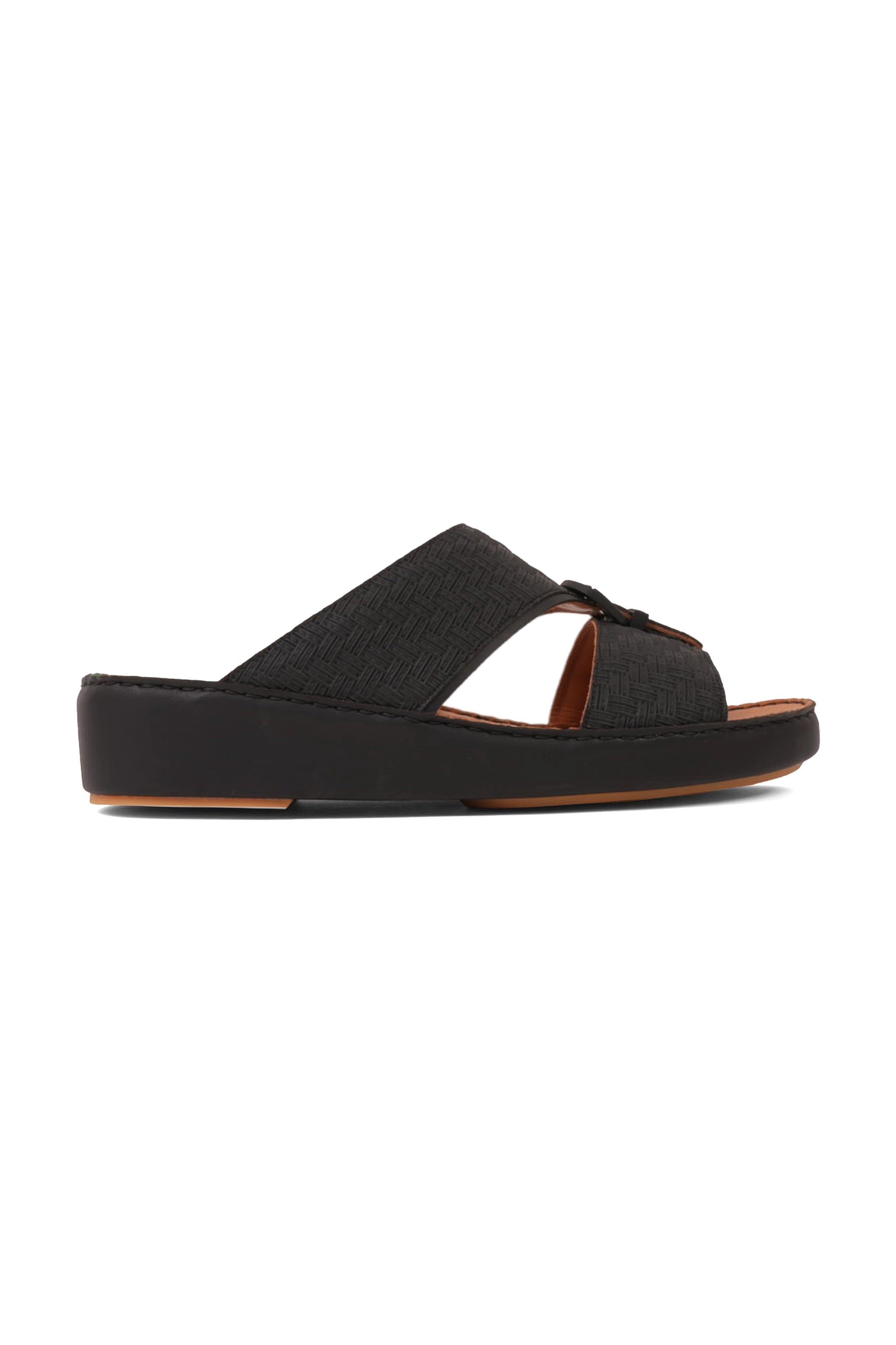 UOMO CAVALIER PREMIUM LEATHER ARABIC SANDALS BLACK - Seventy7