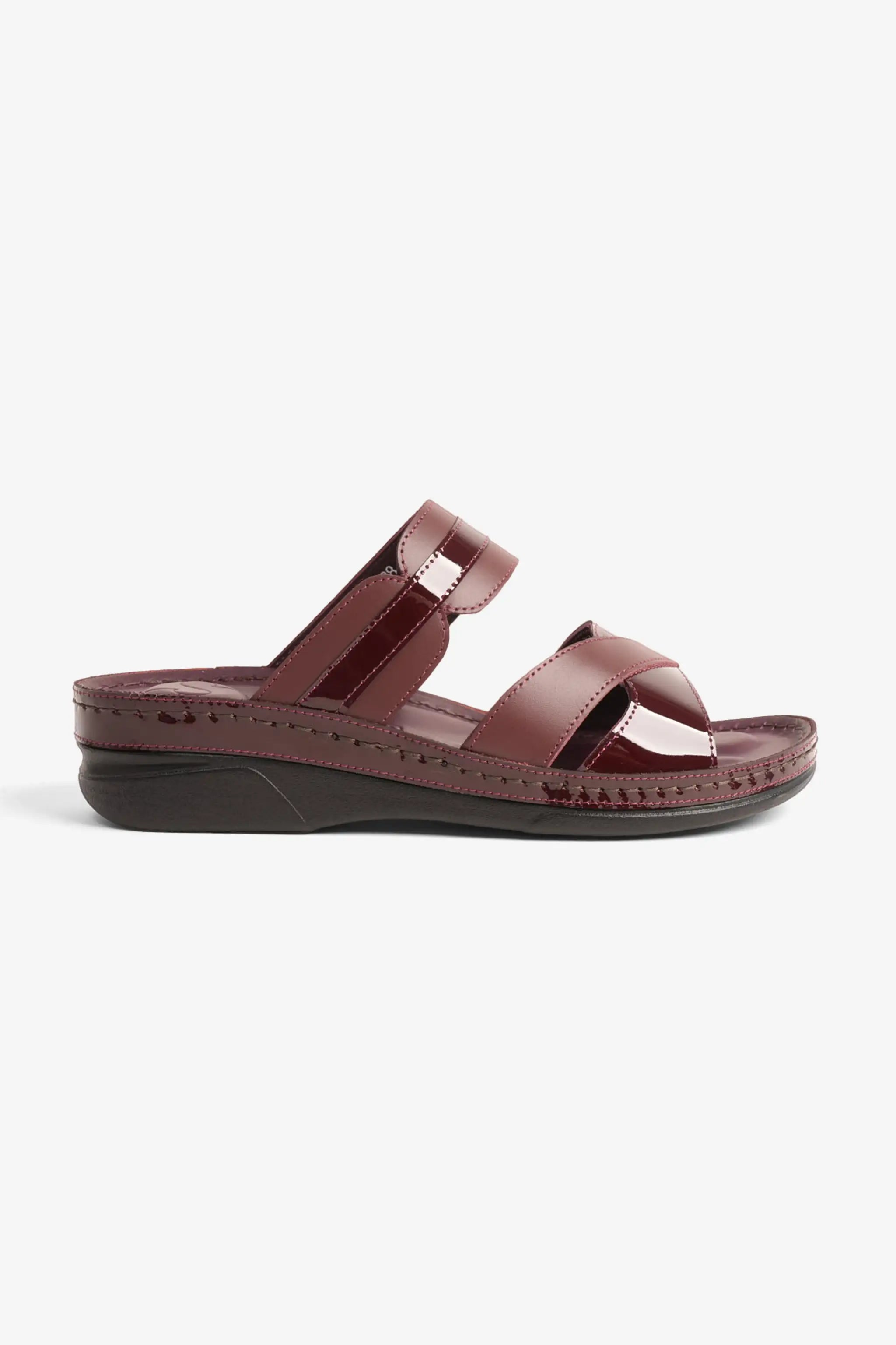 COMFORT PLUS ULTRA SOFT LEATHER SLIDES WOMEN'S CHERRY