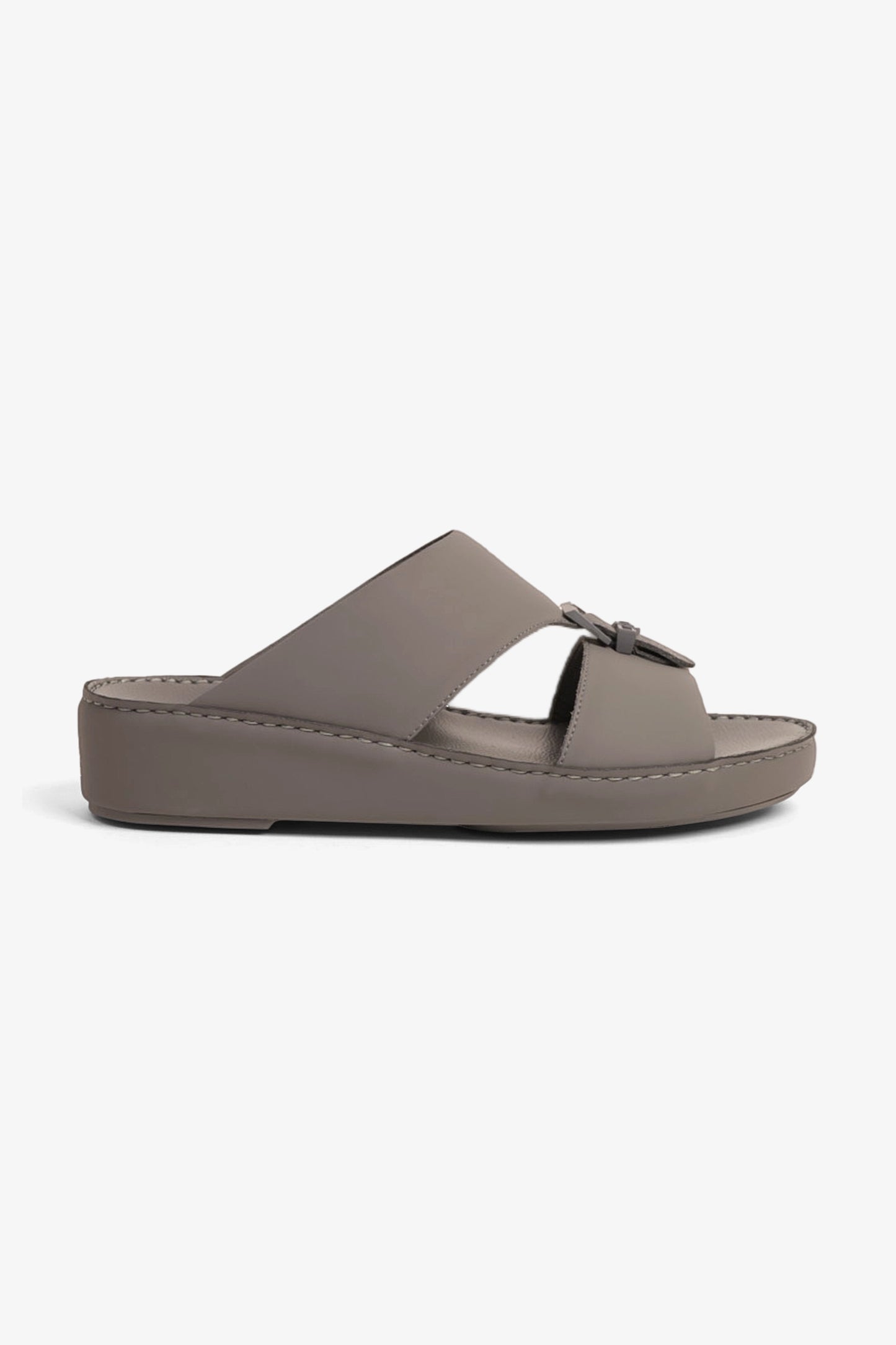 UOMO CAVALIER EMBOSSED LEATHER HANDSTITCHED ARABIC SANDALS GREY