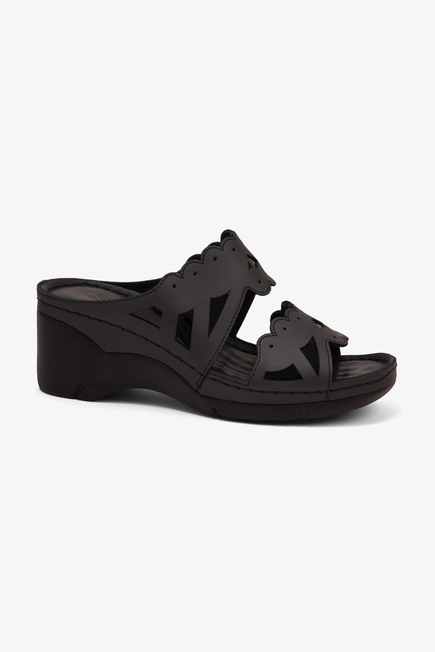 COMFORT PLUS OPEN -TOE SANDALS WITH CUTOUT DESIGN BLACK