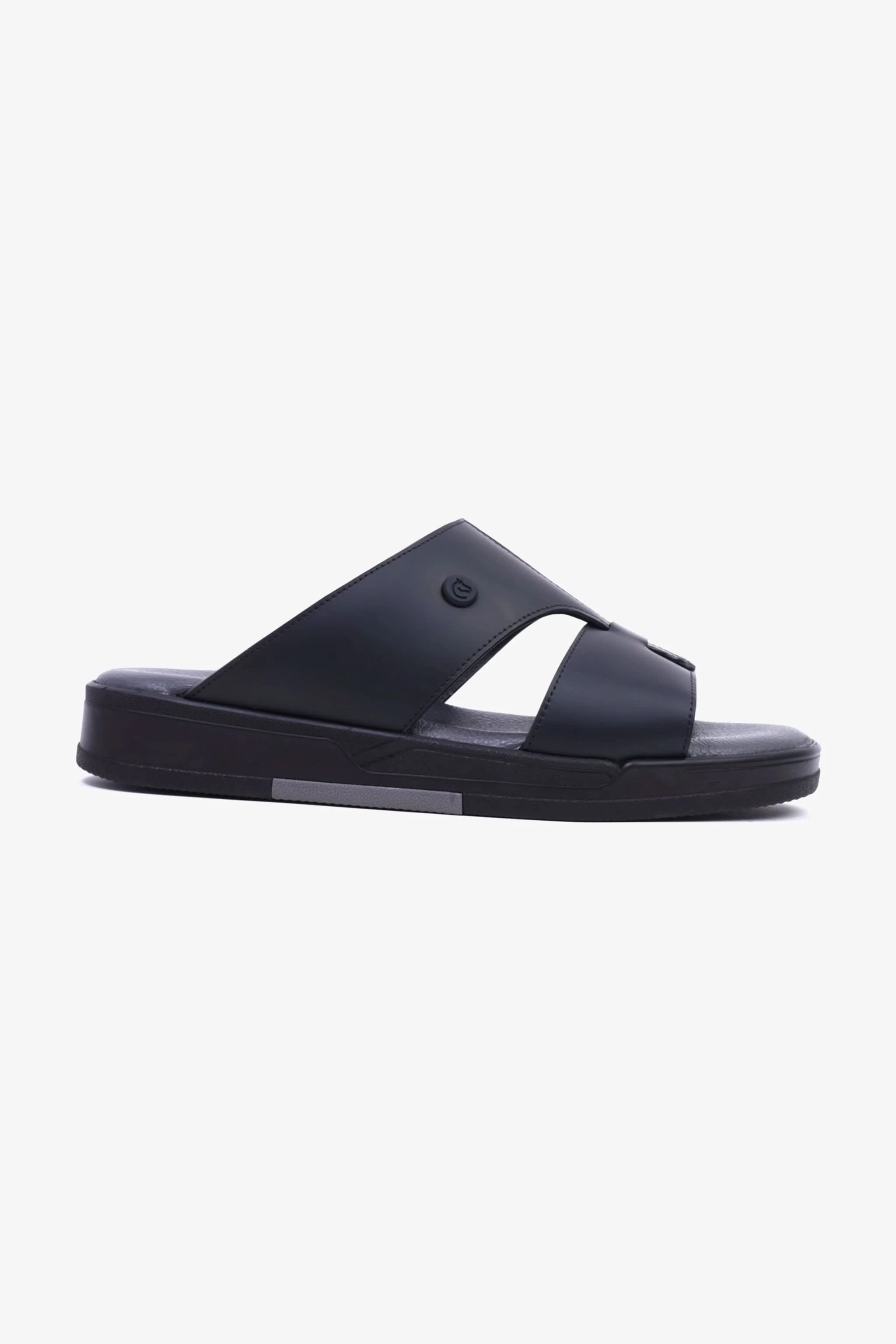 CAVALIER Men's Leather Sandals with Cut-Out Detail Black