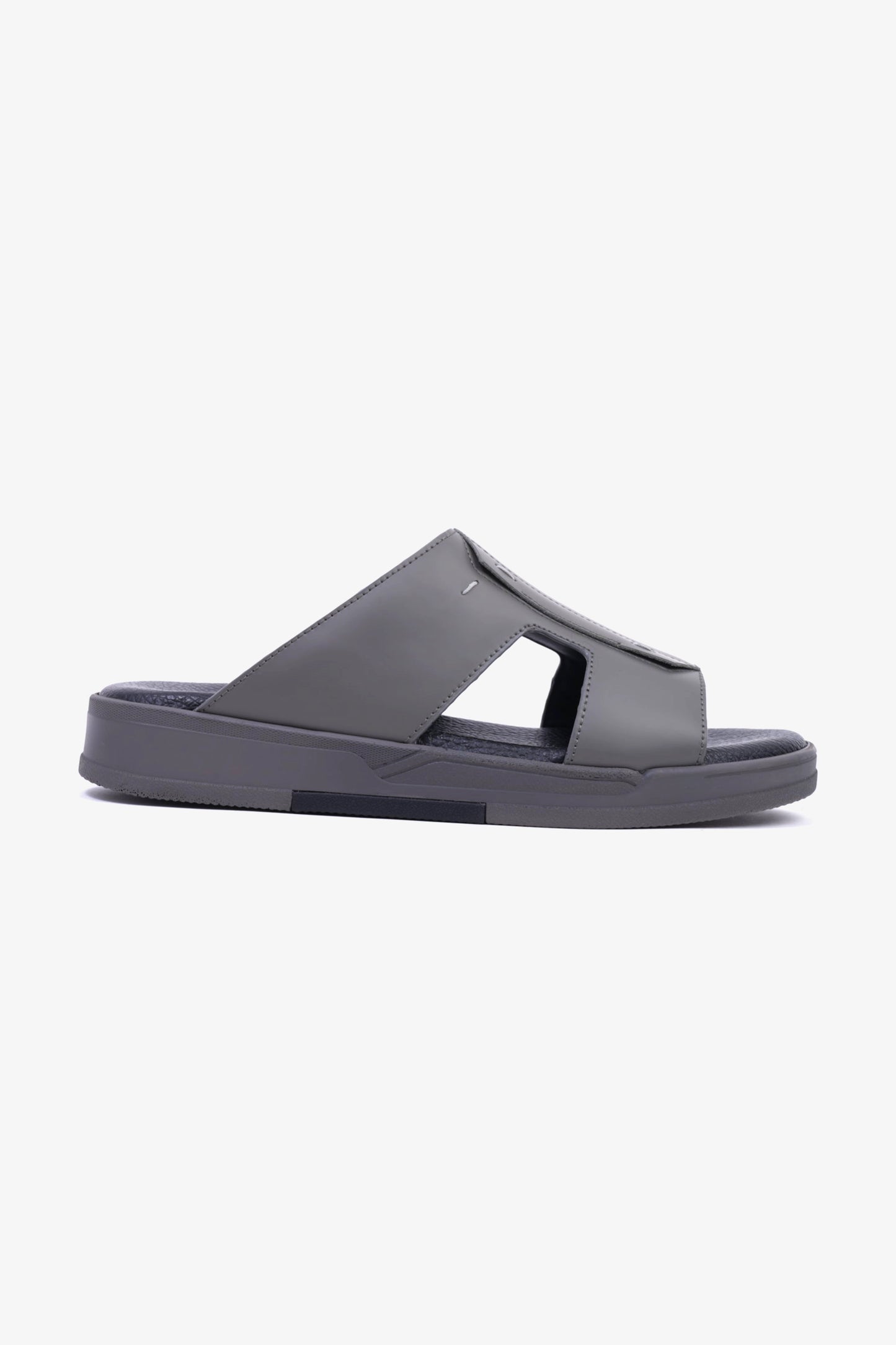 CAVALIER Men's Leather Slide Sandals with Cushioned Footbed Grey