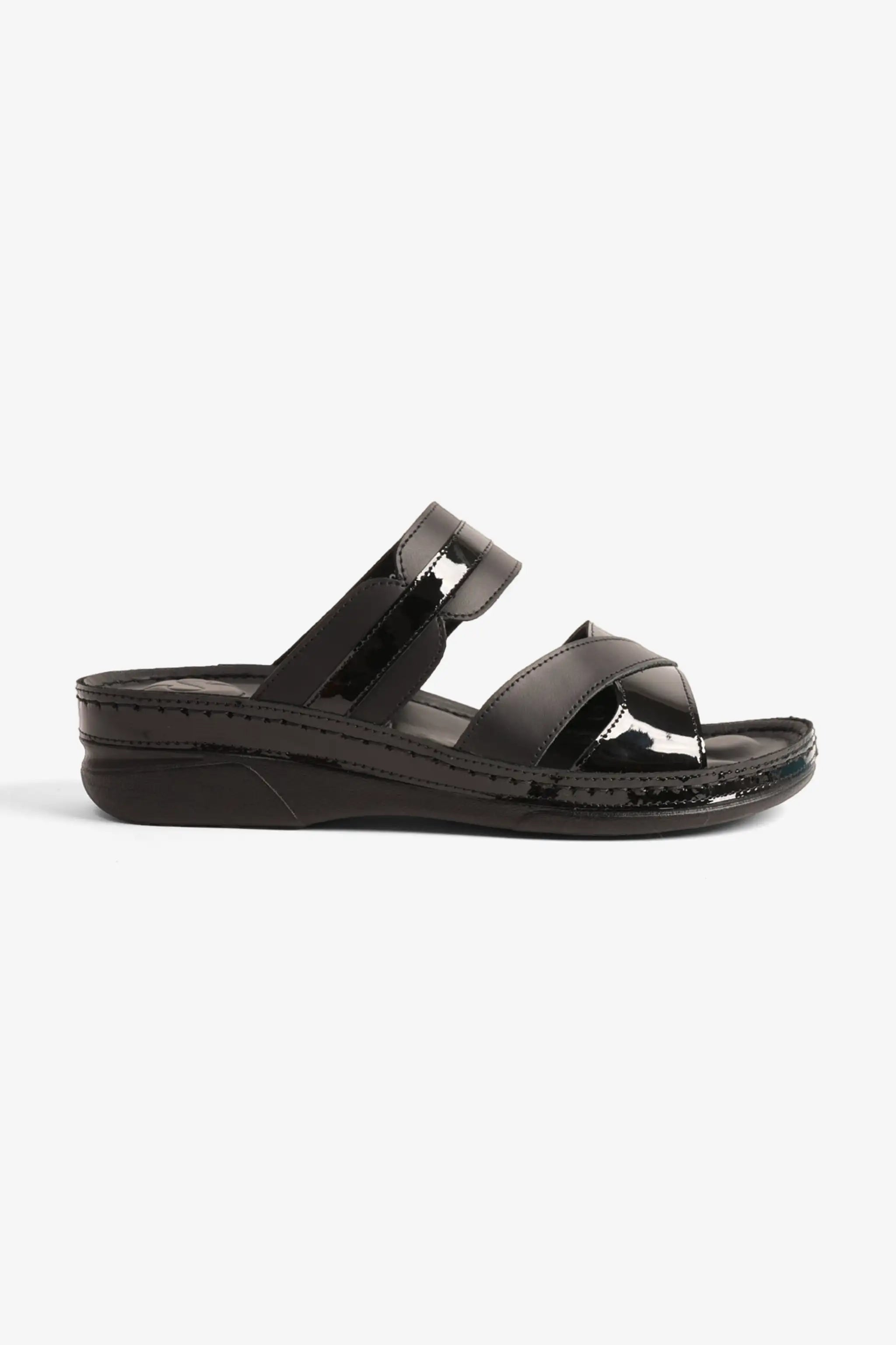 COMFORT PLUS ULTRA SOFT LEATHER SLIDES WOMEN'S BLACK - Seventy7