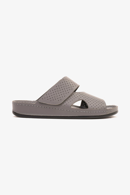 Comfort Plus Men's Al Waha Textured Slip-On Arabic Sandals Grey