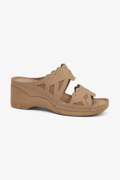 COMFORT PLUS OPEN -TOE SANDALS WITH CUTOUT DESIGN BEIGE