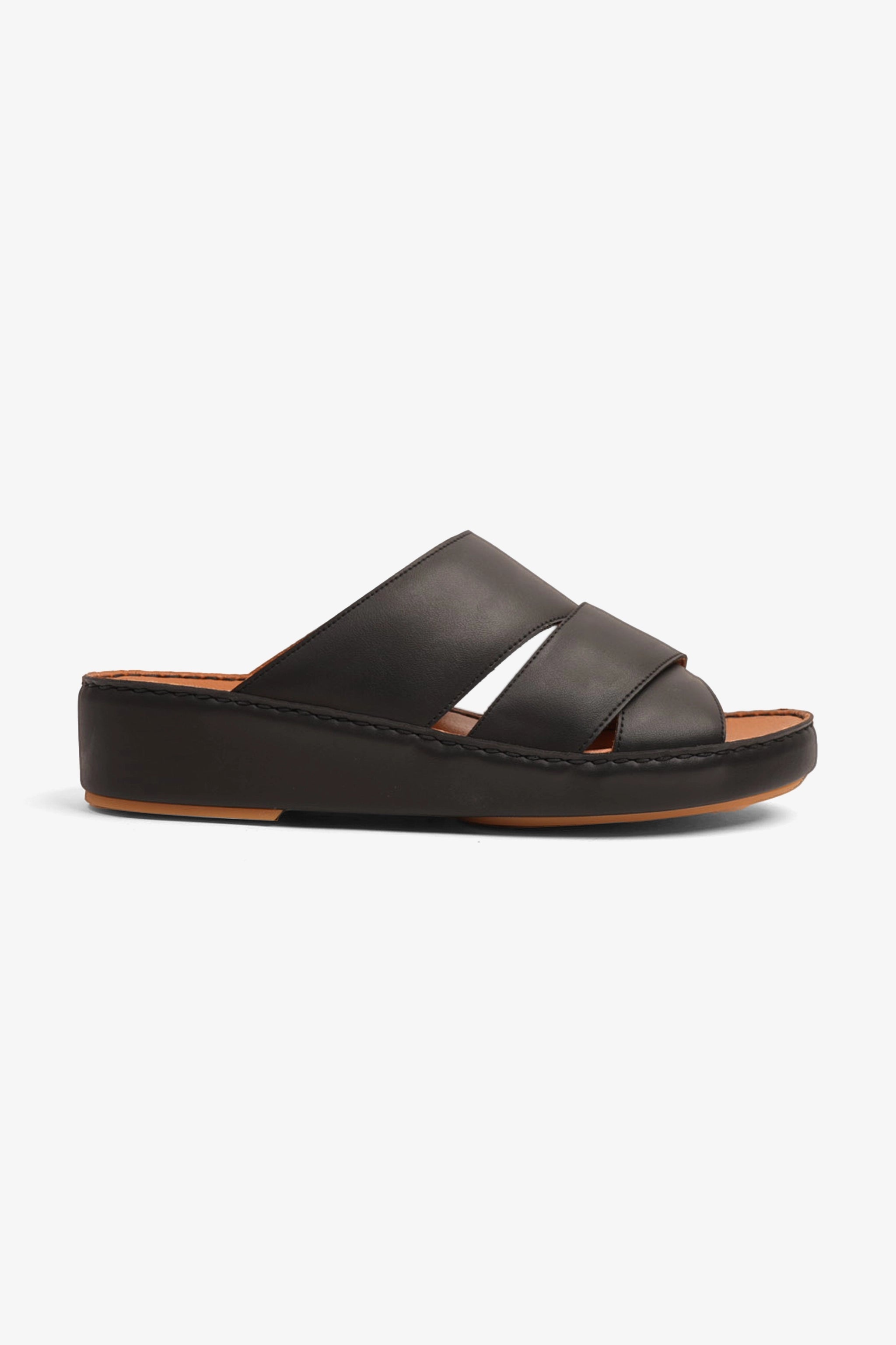 UOMO CAVALIER GENUINE LEATHER LUXURIOUSLY ARABIC SANDALS BLACK - Seventy7