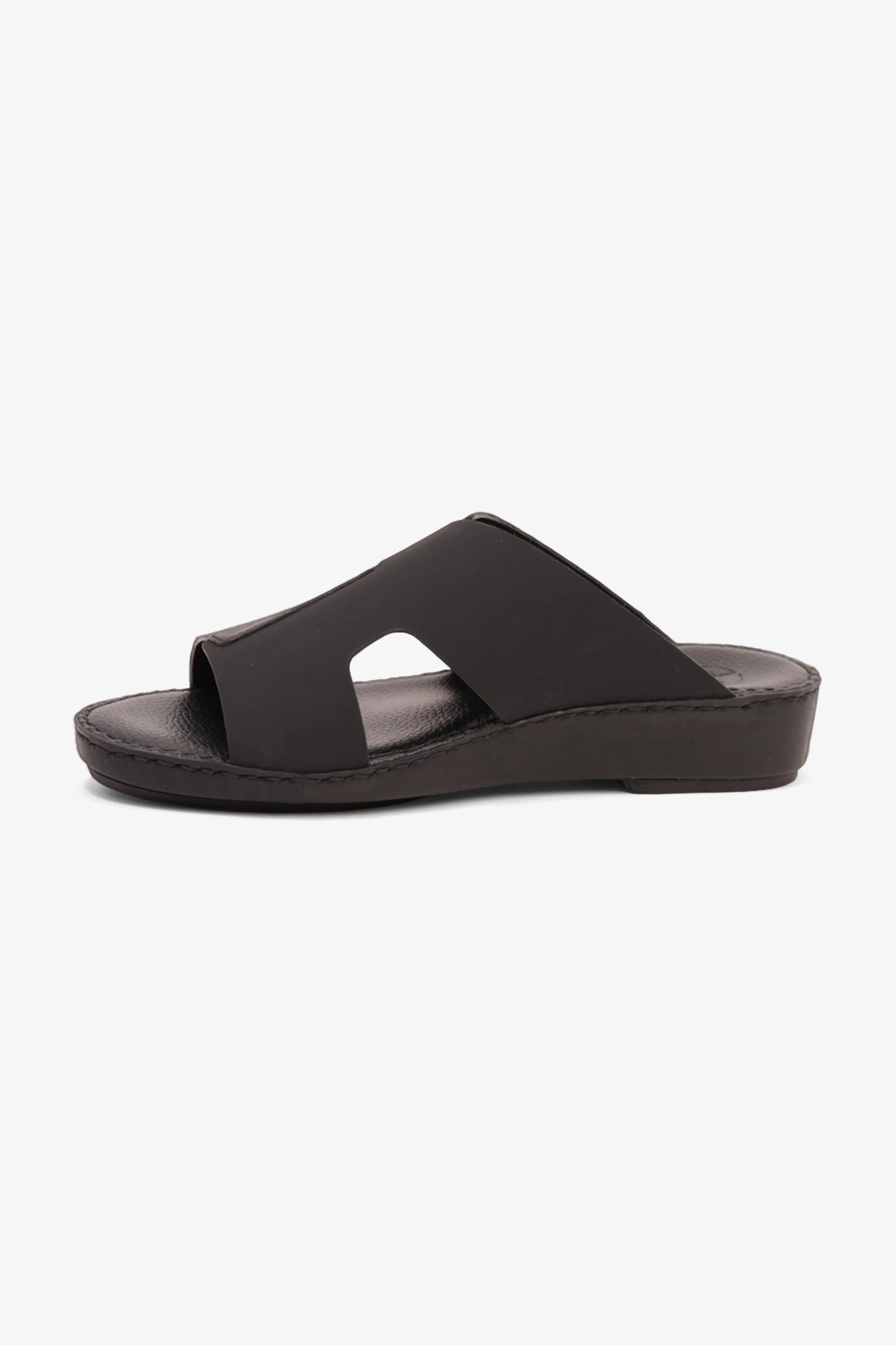 COMFORT PLUS ULTRA COMFORTABLE LEATHER SLIP-ON SANDALS BLACK