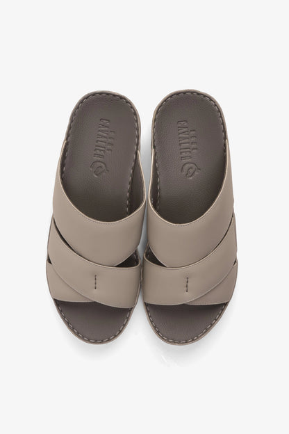 CAVALIER GENUINE LEATHER LUXURIOUSLY ARABIC SANDALS LIGHT-GREY