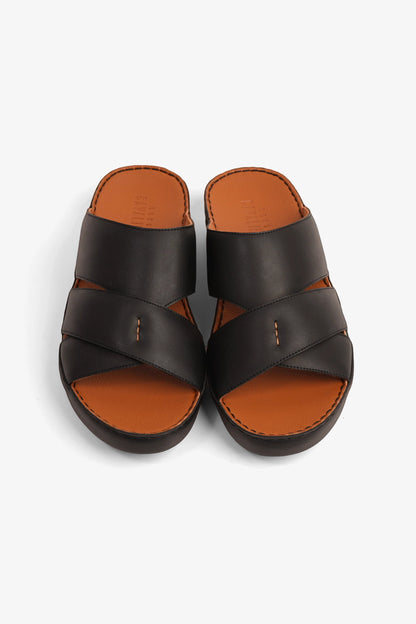 CAVALIER GENUINE LEATHER LUXURIOUSLY ARABIC SANDALS BLACK