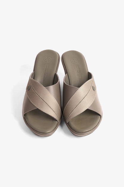 COMFORT PLUS SUPORTIVE LEATHER MULES WITH LOW HEEL GREY