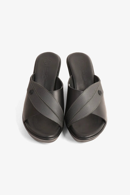 COMFORT PLUS SUPORTIVE LEATHER MULES WITH LOW HEEL BLACK