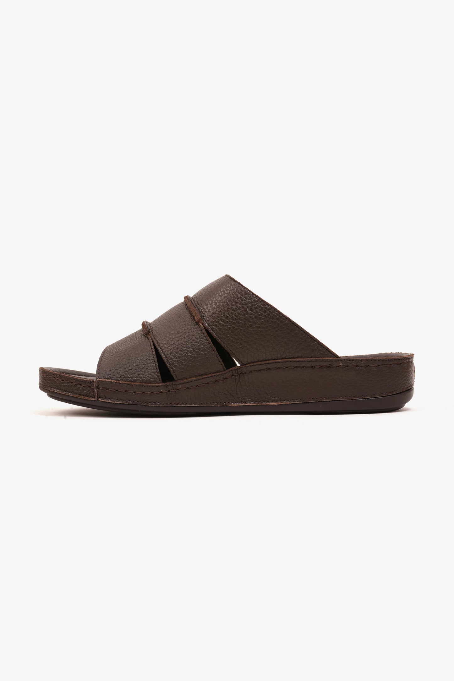 COMFORT PLUS MEN'S LEATHER SLIDE SANDAL BROWN