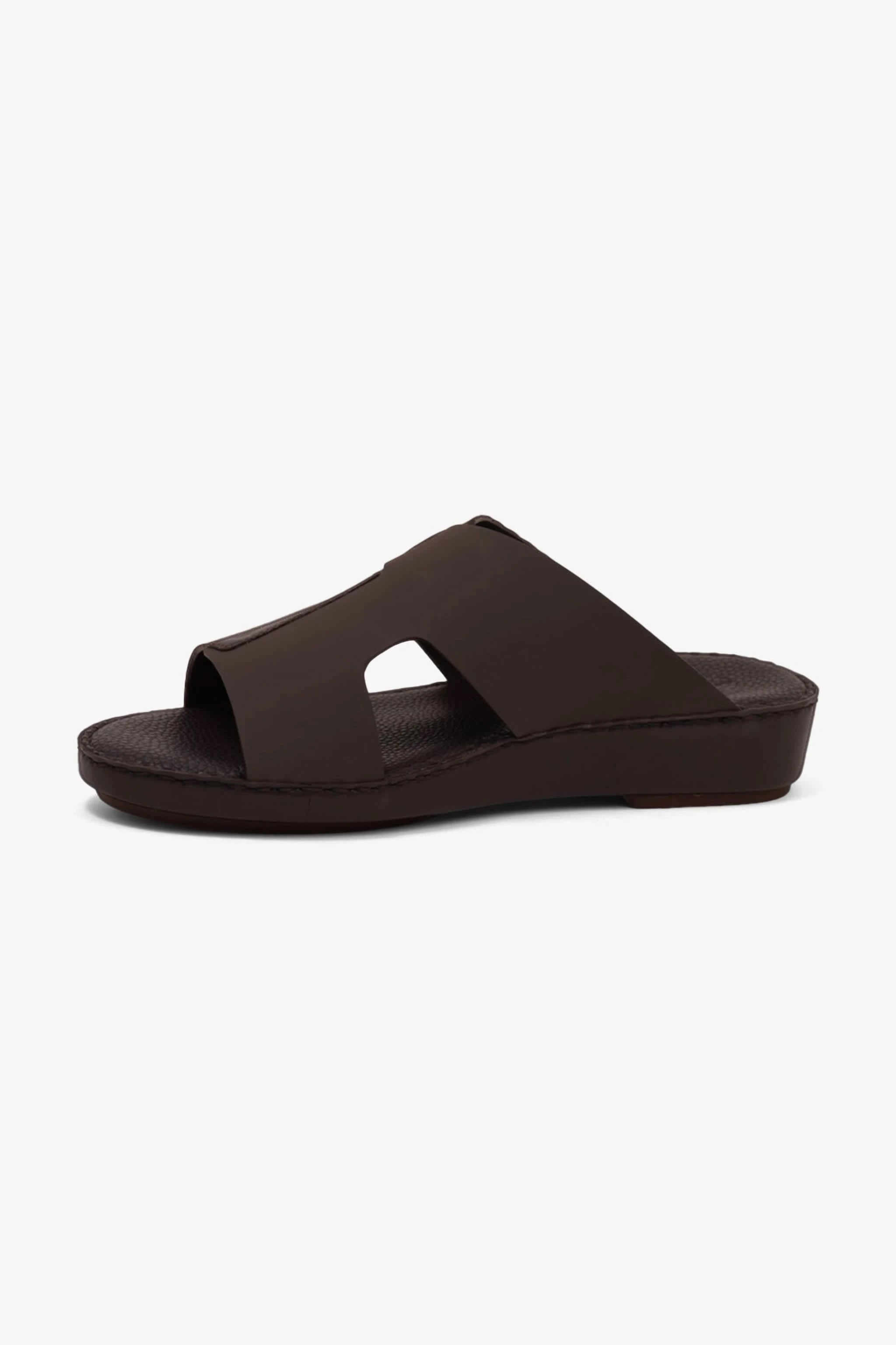 COMFORT PLUS ULTRA COMFORTABLE LEATHER SLIP-ON SANDALS DARK-BROWN