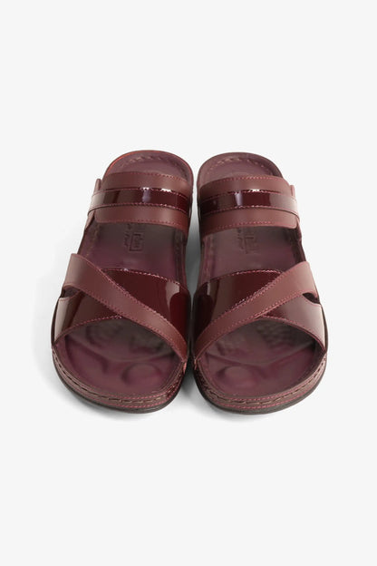 COMFORT PLUS ULTRA SOFT LEATHER SLIDES WOMEN'S CHERRY