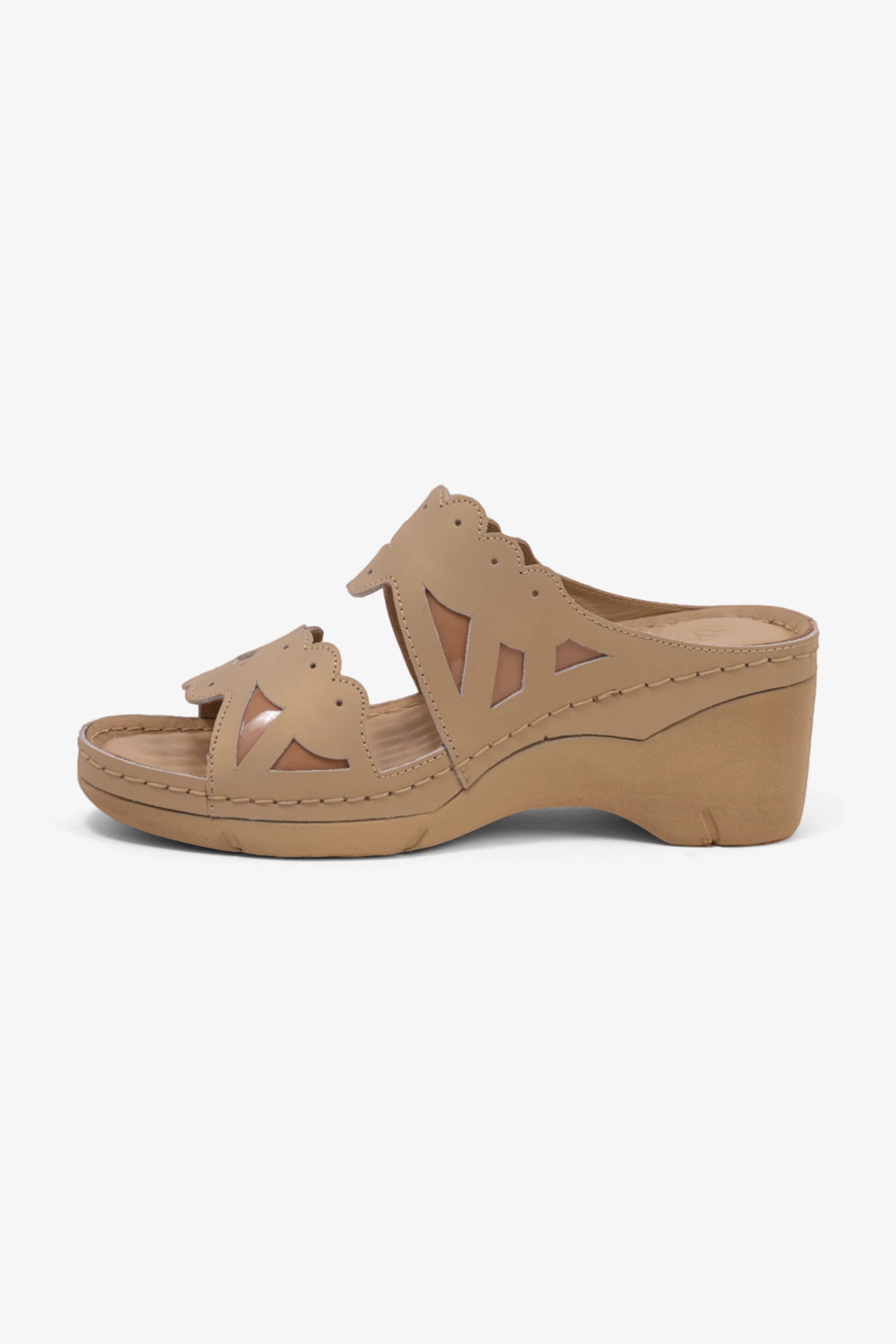 COMFORT PLUS OPEN -TOE SANDALS WITH CUTOUT DESIGN BEIGE