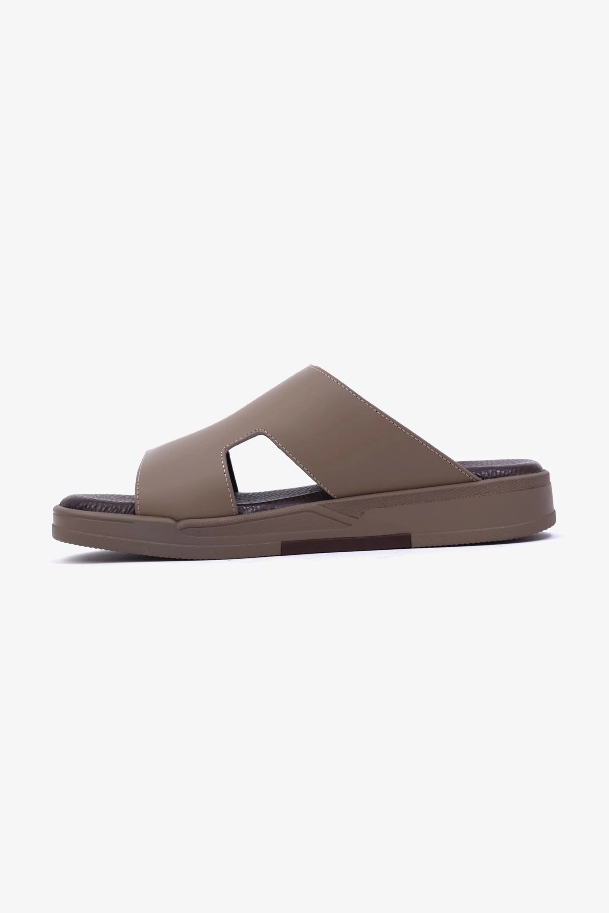 CAVALIER Men's Leather Slide Sandals with Cushioned Footbed Stone