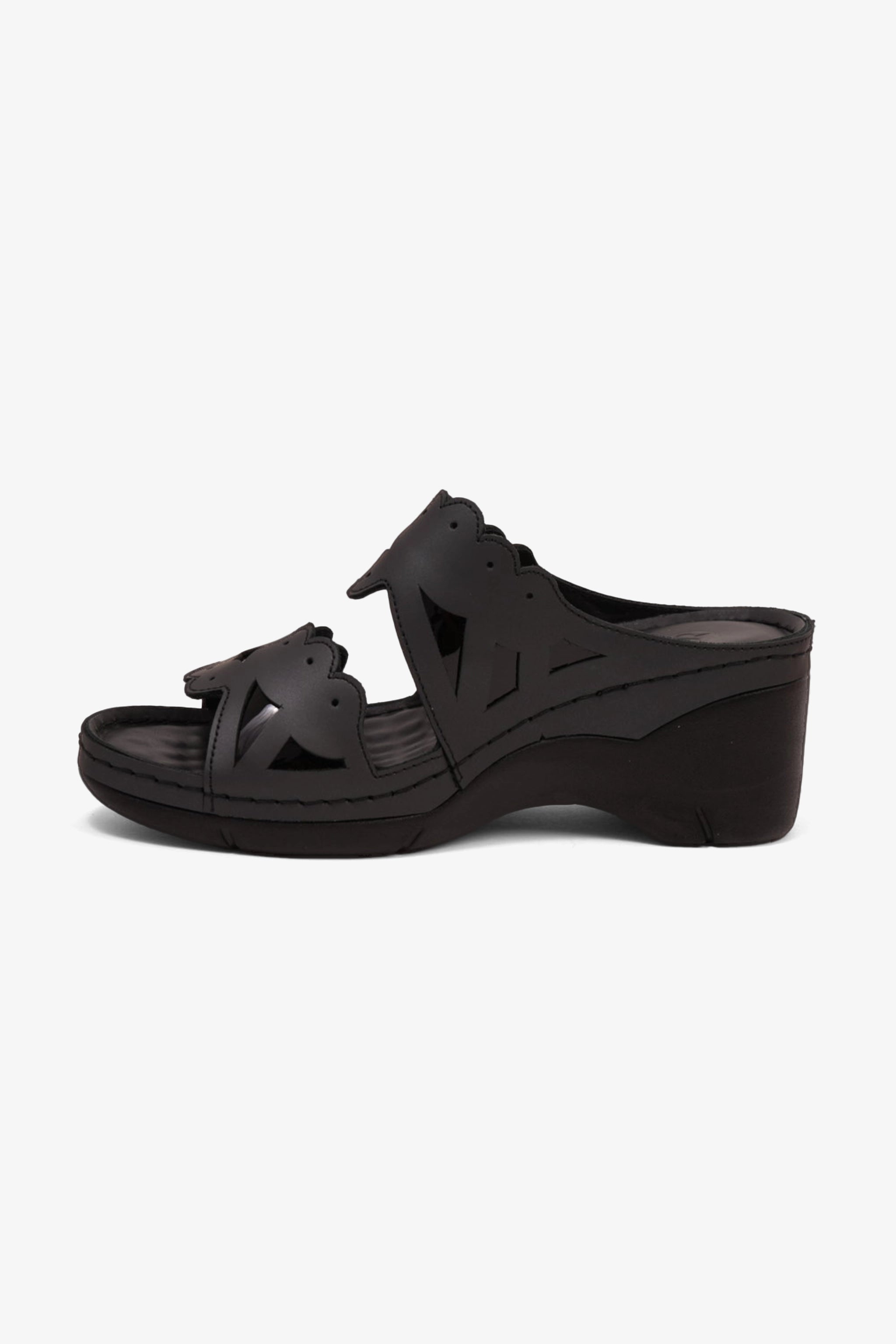 COMFORT PLUS OPEN -TOE SANDALS WITH CUTOUT DESIGN BLACK