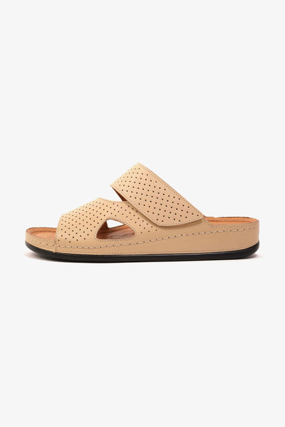 Comfort Plus Men's Al Waha Textured Slip-On Arabic Sandals Beige