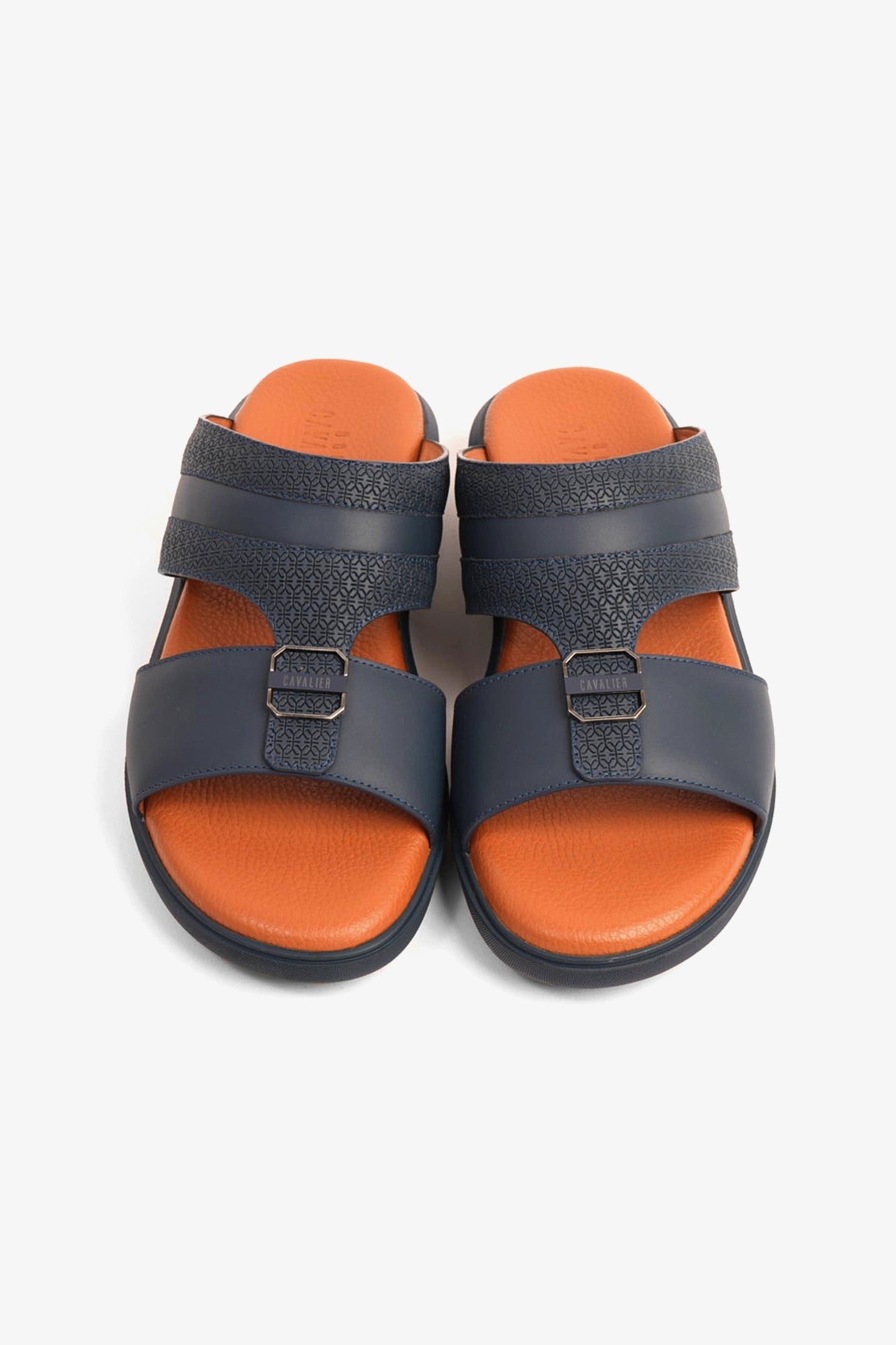 CAVALIER MEN'S LEATHER TEXTURED SANDALS NAVY