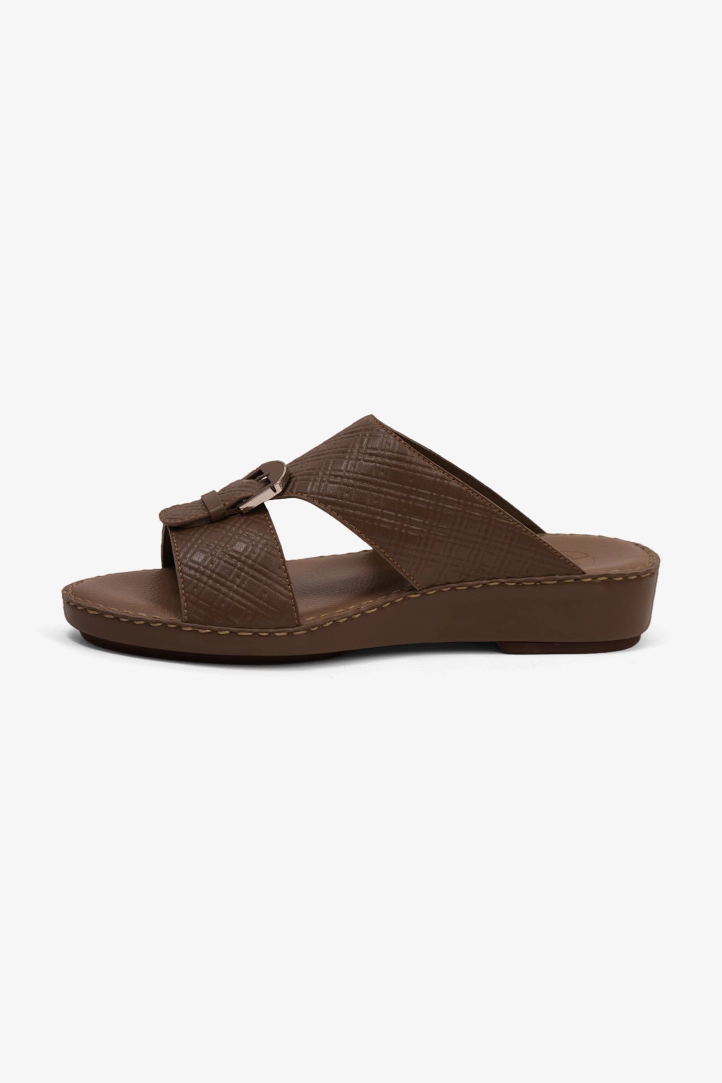 COMFORT PLUS MEN'S CUSHIONED LEATHER SLIP-ON SANDALS TRUFFLE