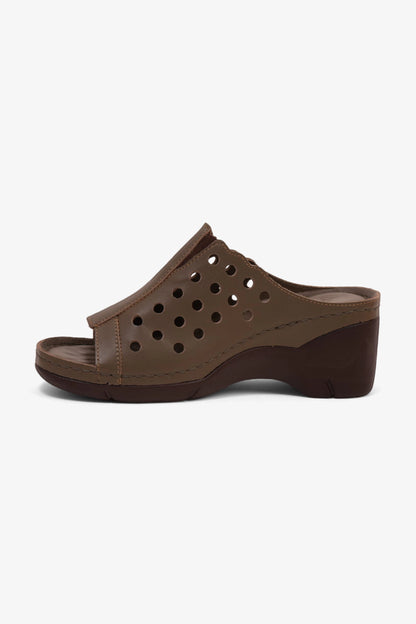 COMFORT PLUS SLIP-ON WEDGE SANDALS WITH PERFORATED DESIGN TRUFFLE