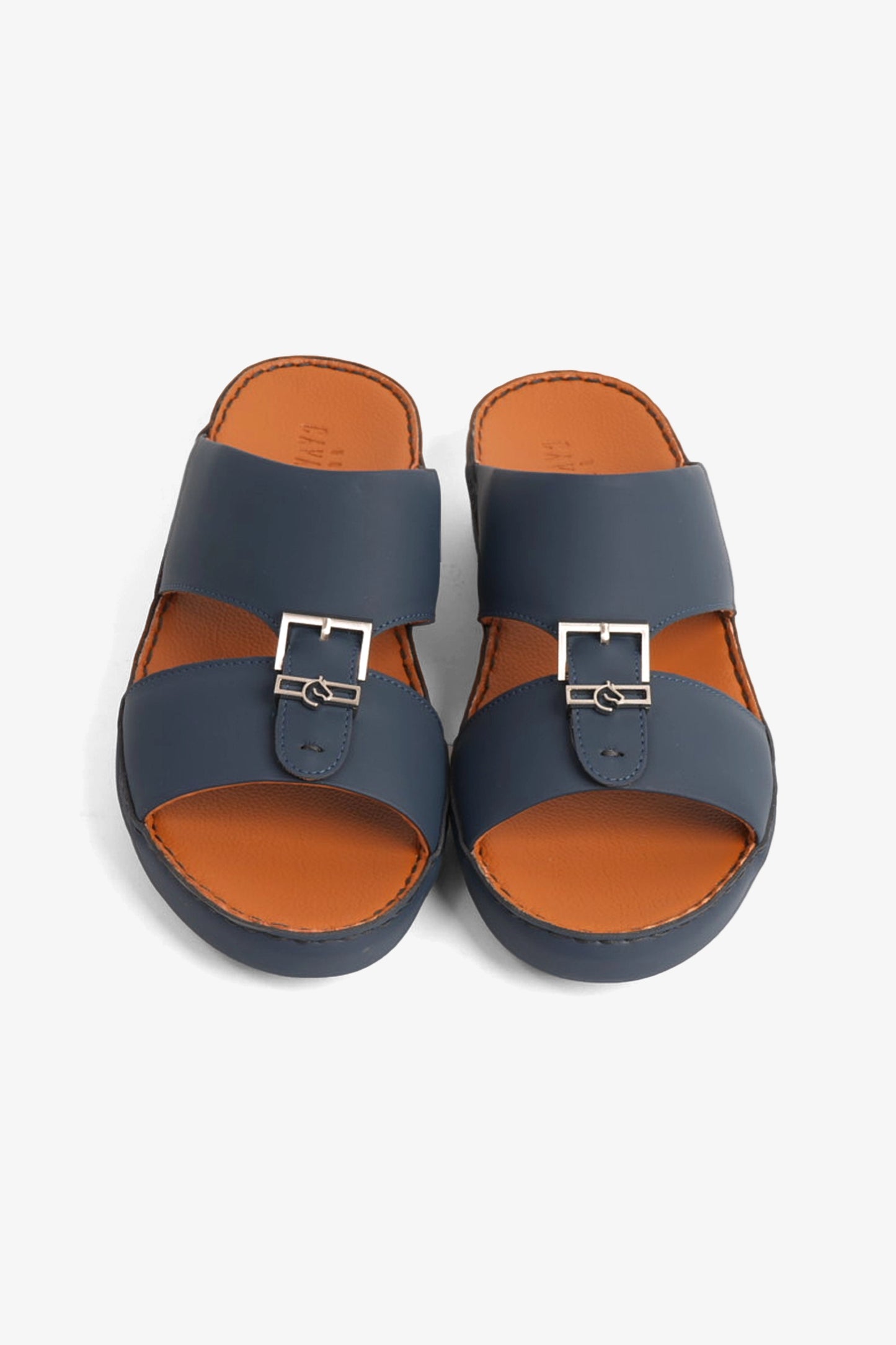 UOMO CAVALIER EMBOSSED LEATHER HANDSTITCHED ARABIC SANDALS NAVY