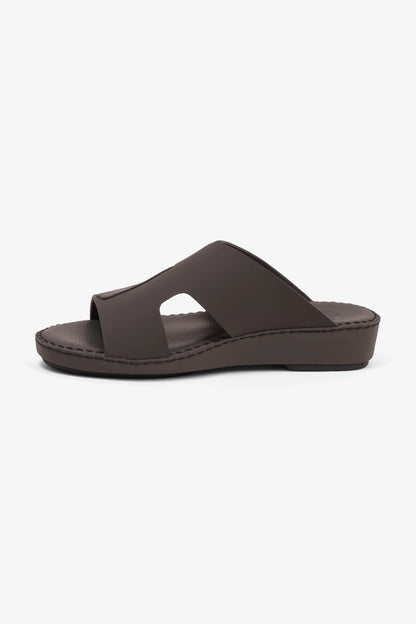 COMFORT PLUS ULTRA COMFORTABLE LEATHER SLIP-ON SANDALS DARK-GREY