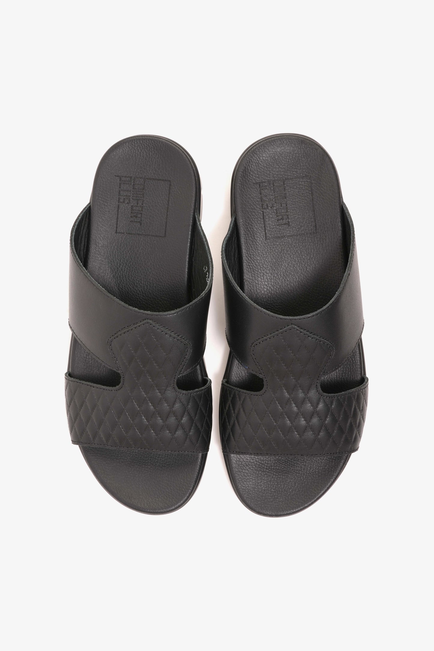 Comfort Plus Men's Quilted Leather Sandals with Stylish Cutouts Black