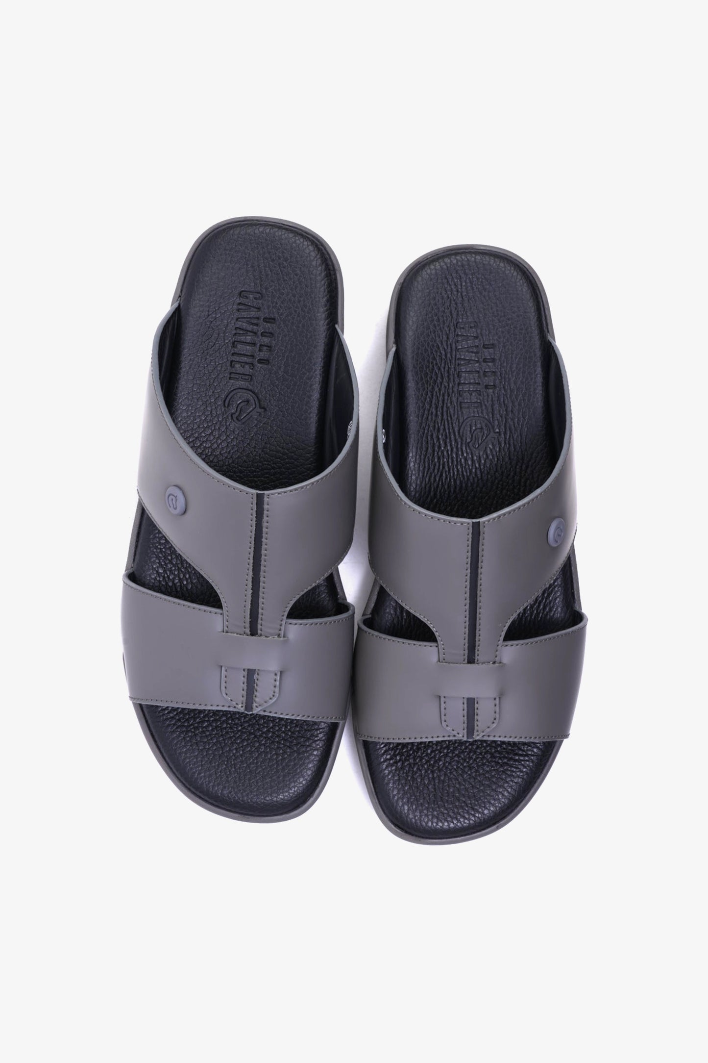 CAVALIER Men's Leather Sandals with Cut-Out Detail Grey