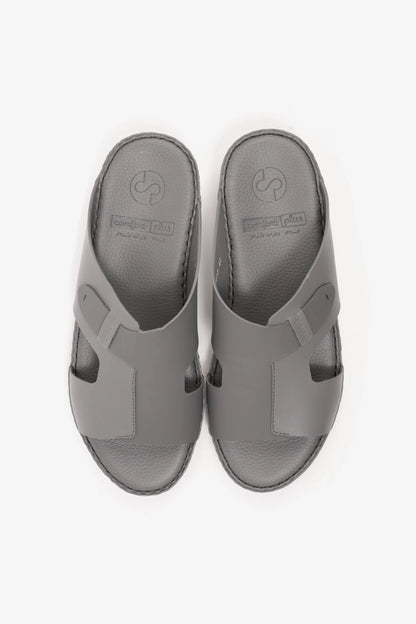 COMFORT PLUS ULTRA COMFORTABLE LEATHER SLIP-ON SANDALS DARK-GREY