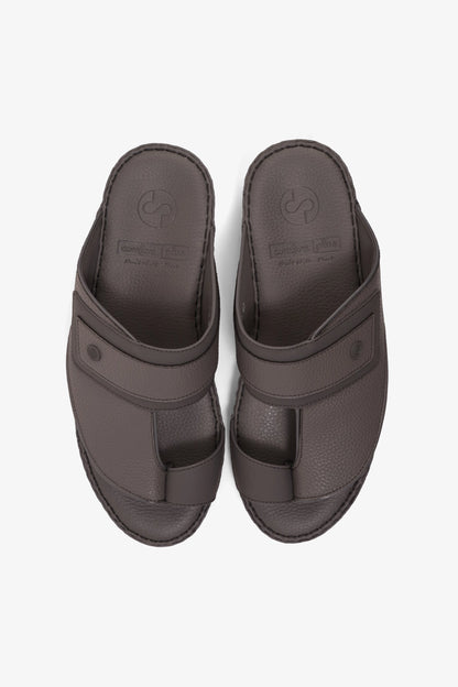 COMFORT PLUS LEATHER SANDALS WITH COMFORTABLE FOOTBED GREY