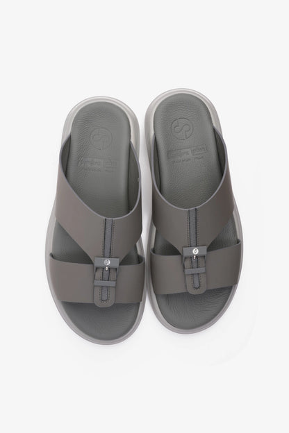 COMFORT PLUS TIMELESS ZIPPER CLOSURE MEN'S SANDALS DARK- GREY