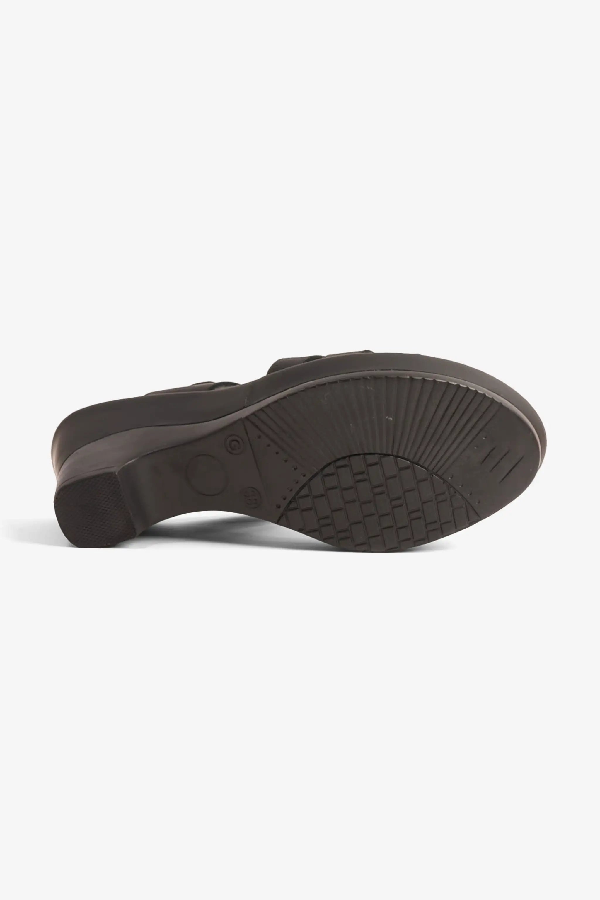 COMFORT PLUS LEATHER CUT-OUT SANDALS WITH LOW HEEL BLACK - Seventy7