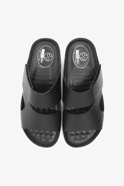 Comfort Plus Men's Al Waha Textured Slip-On Arabic Sandals Black